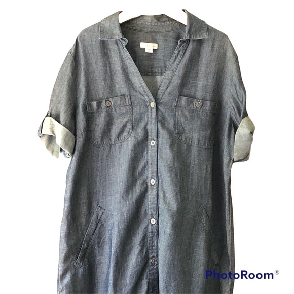 J. Jill Denim Button Down Tunic Blouse Womens Size Sm - Picture 2 of 8